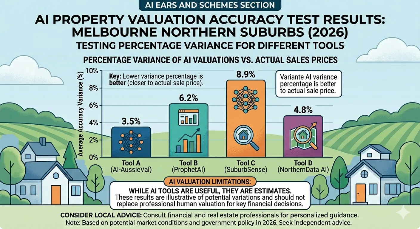 Online property valuation Melbourne accuracy test results variance percentage AI tools performance 2026