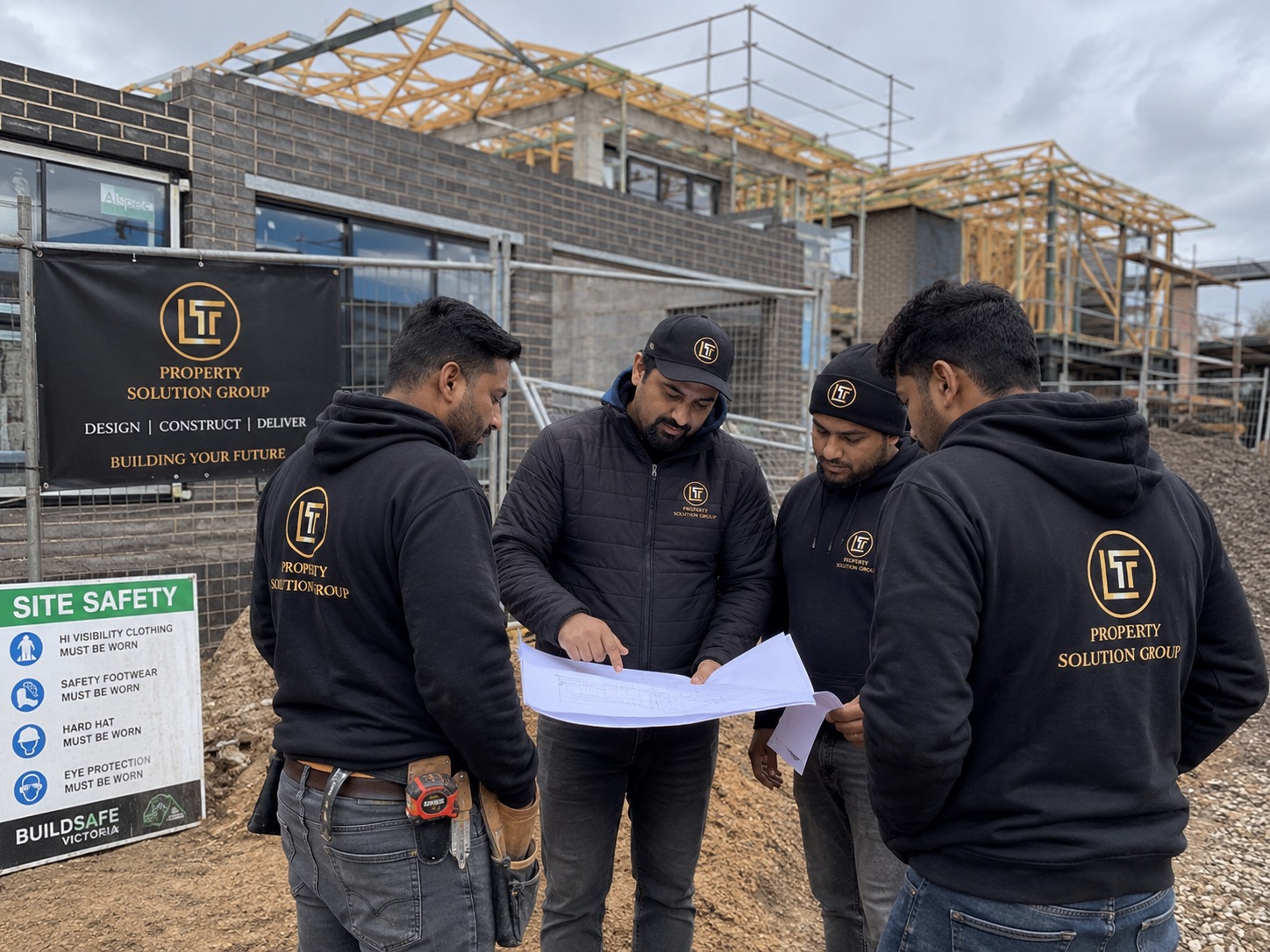 Lucky Taneja and his construction team on-site managing a<br />
Melbourne custom home build